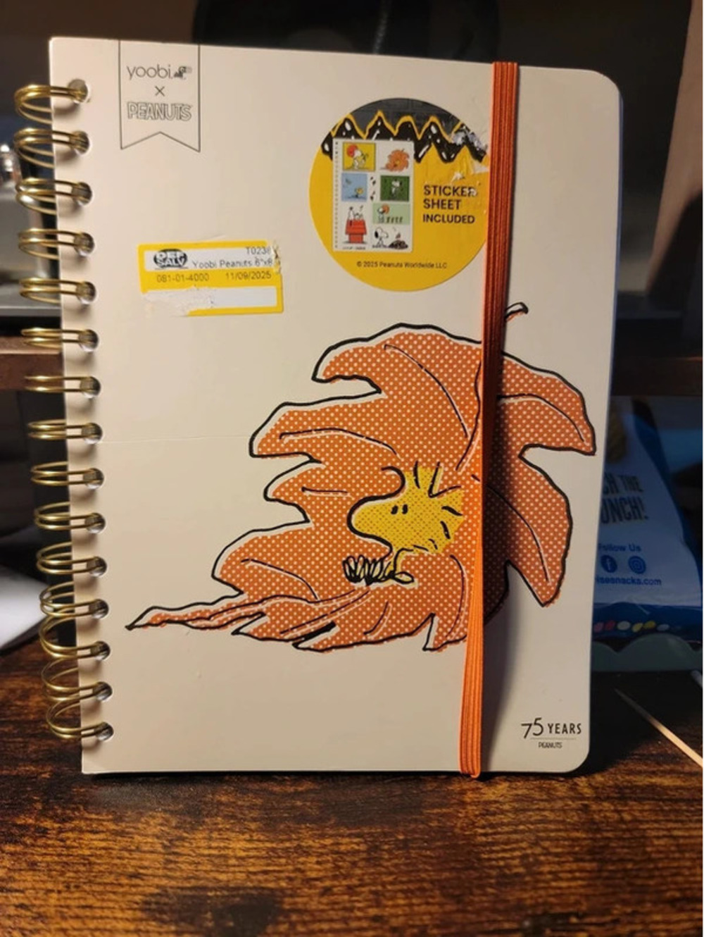 Yoobi x peanuts journal with sticker sheet